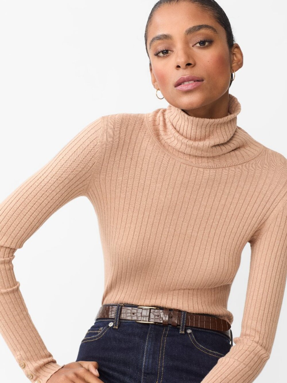 J McLaughlin Arlette Turtleneck - Heather Camel NEW